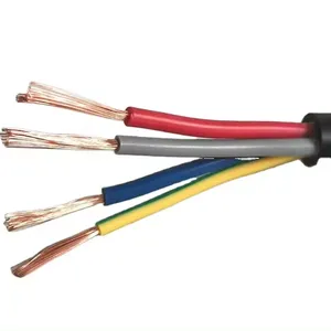 Venta al por mayor RVV cobre puro 4X2, 5mm2 cable Azul Rojo Negro cobre flexible PVC cable de alimentación industrial 450/750V