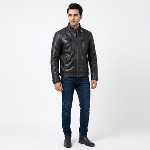 Chaqueta de Cuero para Hombre, Última Moda 2026, Cuello Alto, Diseño Casual Simple, Estilo Urbano, Popular para Otoño - Product Image 1