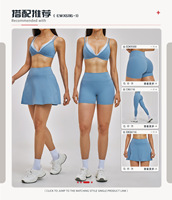 Ensemble de sport pour femme, color-block, avec soutien-gorge à bonnets triangulaires, fin, sans armatures, séchage rapide, pour l'automne, idéal pour le tennis et la course, avec jupe de sport