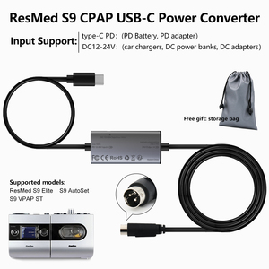 Cable <span class=keywords><strong>de</strong></span> Alimentación <span class=keywords><strong>ResMed</strong></span> S9 CPAP, Adaptador <span class=keywords><strong>de</strong></span> Corriente USB-C PD a CC, 12V-24V, Fuente <span class=keywords><strong>de</strong></span> Alimentación Portátil para Máquina <span class=keywords><strong>de</strong></span> <span class=keywords><strong>Apnea</strong></span> del Sueño - Product Image 3