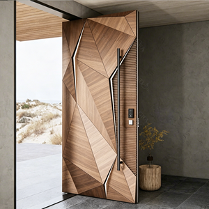 <span class=keywords><strong>Porte</strong></span> <span class=keywords><strong>d</strong></span>'<span class=keywords><strong>entrée</strong></span> pivotante moderne de luxe au design américain 3D, en <span class=keywords><strong>bois</strong></span> et <span class=keywords><strong>aluminium</strong></span>, pour villa, avec sécurité renforcée - Product Image 3
