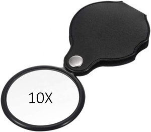 Loupe de poche portable mini noire 50 mm 10x, loupe pliable avec étui de protection pour la lecture - Product Image 1
