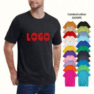 T-shirts pour hommes en coton peigné de qualité supérieure, anti-rides et anti-bouloches, avec logo personnalisé, col rond, grammage lourd, couleur unie - Product Image 1
