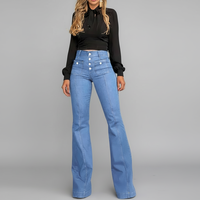 En stock – Nouveauté Printemps 2026 – Jean évasé taille haute boutonné pour femme, style européen et américain, coupe ajustée, pantalon long élégant