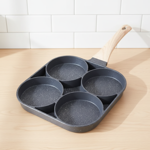 Poêle moderne en aluminium à quatre trous antiadhésive <span class=keywords><strong>pour</strong></span> omelettes et œufs, avec fond <span class=keywords><strong>plat</strong></span>, compatible gaz et induction - Product Image 1