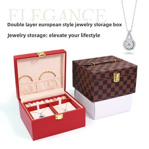 Boîte à bijoux de luxe carrée, boîte de rangement de bijoux multicouche pour bagues et bracelets, boîte de vacances, boîte à bijoux de voyage - Product Image 1