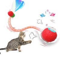 Juguete Interactivo Automático para Gatos con Sonido de Pájaros, Bola con Cola de Malla de Silicona, Ecológico, Movimiento Giratorio de 360°