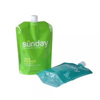 Pochette en plastique biodégradable avec bec verseur, jetable, refermable, vide, de forme personnalisée, mini 50 ml, 100 ml, 250 ml
