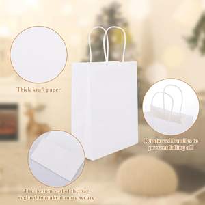 Bolsa de Papel Blanca Biodegradable Ecológica con Logotipo Personalizado Impreso, Bolsa de Compras con Alta Resistencia al Desgarro - Product Image 4