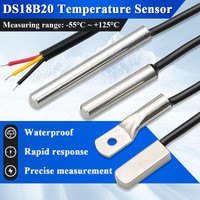 DS18B20 304 Sensor Suhu Baja Tahan Karat Probe 6*30MM OD 3.0MM Kabel Sensor Tahan Air Tahan Debu Panjang 1M