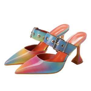 Sandalias de Tacón Alto para Mujer, Estilo 2025, con Hebilla, Punta Cerrada, Tacón Bajo, para Fiesta, Sandalias de Tacón Sexy - Product Image 4