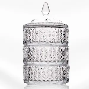 3Tier Clear Stacking Apothecary Jars,Round Glass Candy and Cookie Storage  Dishes