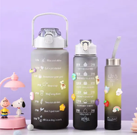 Bouteille d'eau en plastique motivante avec logo personnalisé, produits les plus vendus, Tomatodos 500 ml, 700 ml, 2000 ml, ensemble de 3 bouteilles