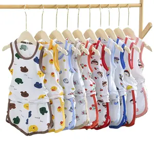 Summer Boys and girls suit 2 pcs 100% cotton kids clothes set children clothes wholesale price