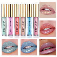 Gloss à lèvres effet verre aquatique, couleur longue tenue, brillance intense, texture gel hydratante, applicateur doux, sans cruauté, végan, OEM