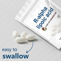Capsules d'acide alpha-lipoïque en gélules molles, complément alimentaire pour adultes, végétarien, sans OGM, sans produits laitiers, sans gluten, OEM, ODM, étiquette privée