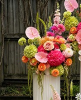 Bouquet de fleurs artificielles en soie personnalisé pour mariage, centre de table, roses rouges et oranges, hortensias, arrangement floral pour allée de réception