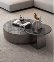 Leichter Luxus-Couch tisch im italienischen Stil Moderner, einfacher und hochwertiger, kleiner, runder Couch tisch aus rostfreiem Stahl