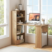 Bureau d'ordinateur moderne avec étagères de rangement et support pour unité centrale, poste de travail compact pour bureau à domicile, gain de place