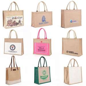 Sacs à <span class=keywords><strong>main</strong></span> en jute de haute qualité avec logo personnalisé Vente en gros directe d'usine pour toutes les saisons-Été Automne Hiver Printemps - Product Image 1