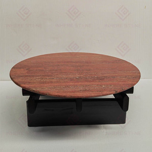 Tavolino da Caffè in Travertino Rosso Naturale Lucidato e Levigato, Design Moderno Unico e Elegante per Soggiorno e Arredamento Casa - Product Image 5