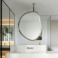 Lampe tactile suspendue en acier inoxydable en forme d'alien, miroir de salle de bain de luxe design avec lentilles en verre