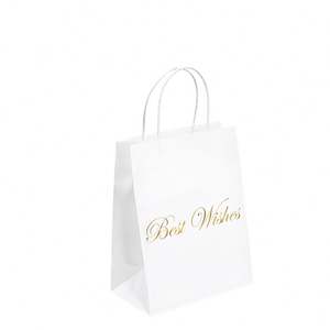 Wholesale Custom logo <b>White</b> Gift Packaging Paper <b>Bags</b> with Handle - Product Image 2