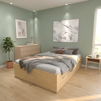 Lit plateforme double Furnizone moderne 2254 en panneaux de bois, couleur personnalisable, mobilier de chambre à coucher de Malaisie, vente chaude