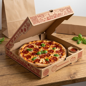 Large Pizza Box Professional Bakery <b>Container</b> Kraft Paper Packaging for Pizza Restaurants Wholesale - Product Image 2
