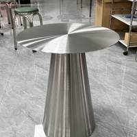 Table Basse en Acier Inoxydable Design Carré + Rond Portable Durable Antirouille Moderne pour Salon et Repas Décontractés