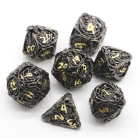 Ensemble de dés polyédriques en cuivre pur creux, 7 pièces, respectueux de l'environnement, durables, pour jeux de rôle DND COC TRPG, chiffres dorés, objets de collection