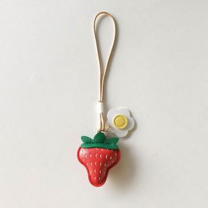 2025 Strawberry PU Leather Keychain Creative Fruit Design Suitable for Women's <b>Bag</b> Charm High Quality Leather Keychain Wholesale - Product Image 2