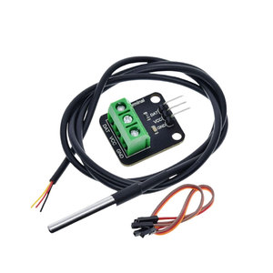 DS18B20温度传感器模块套件防水100厘米数字传感器电缆不锈钢探头端子适配器 - Product Image 1