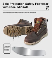 Chaussures de sécurité de travail pour cow-boy, prix d'usine, pour l'industrie et la construction, avec embout et semelle intermédiaire en acier, en cuir Crazy Horse, bottes Goodyear Welt