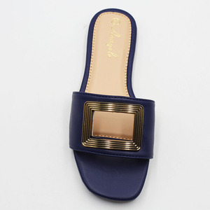 Zapatos elegantes de cuero PU informales para mujer, Sandalias planas deslizantes con hebilla dorada y punta cuadrada para mujer y mujer - Product Image 4