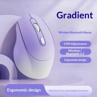 Ratón Inalámbrico Ergonómico Recargable de Doble Modo Óptico con Gradiente de Color para Oficina y Portátil, Directo de Fábrica