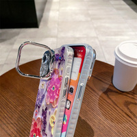 Étui de téléphone de luxe avec peinture à l'huile de diamant arc-en-ciel pour iPhone 16/15 Pro Max, matériau PC, protection contre les chutes, motif floral marin