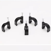 Lot de 100 attaches-câbles circulaires autobloquantes en nylon 66 de 20 mm, blanc/noir, avec support mural à clou pour câbles électriques