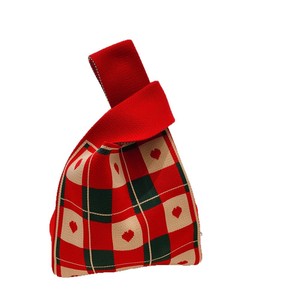 Bolso de mano tipo cubo informal de poliéster tejido con lazo, estilo Dongdaemun coreano, nuevo y popular en internet, para estudiantes, con doble compartimento, ideal como bolsa de almuerzo. - Product Image 5