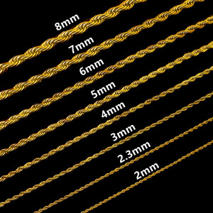 Colar Masculino de Aço Inoxidável Sem Níquel, com Correntes PVD Ouro 18k: Elo Cubano, Curb, Corda, Caixa, Cobra, Figaro e Espinha de Peixe - Product Image 4