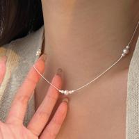 Collier délicat en argent S925 avec perles, collier chaîne en argent sterling 925 avec grappe de perles