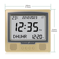 Nouvelle Arrivée 2026 FAJ-115 Horloge de Prière Musulmane Carrée avec Rappel de l'Heure de l'Athan, Alarme de Prière, Horloge de Table Islamique pour Mosquée
