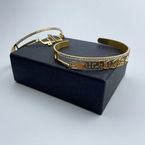 <span class=keywords><strong>Bracelet</strong></span> avec breloque réglable en acier inoxydable, <span class=keywords><strong>bracelet</strong></span> <span class=keywords><strong>arabe</strong></span> en or, bijoux personnalisables pour femmes avec nom personnalisé, à faire soi-même - Product Image 6