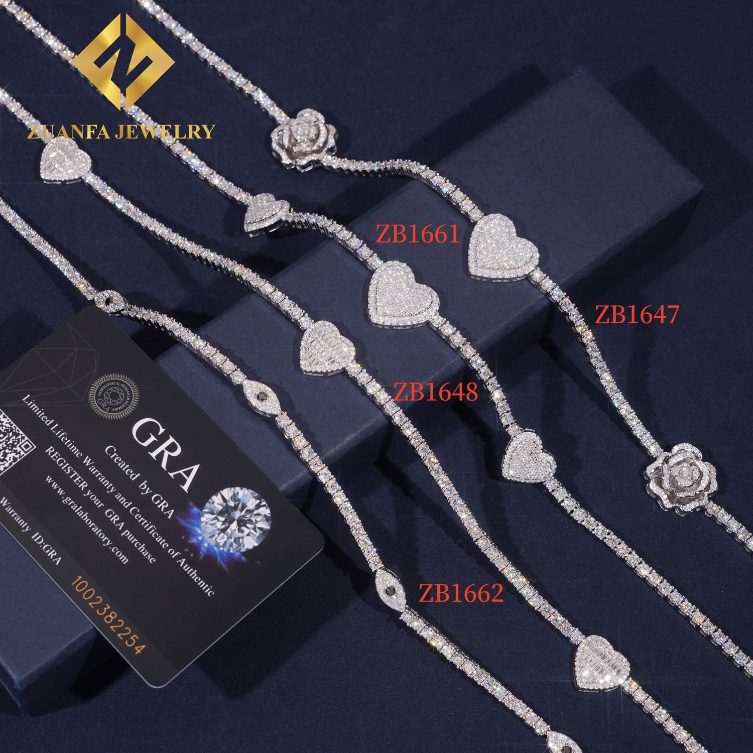 ZB1647 -- flower+ heart shape necklace