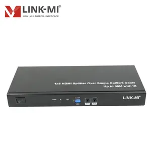 LINK-MI 1X8 Hdmi Splitter 50M 1080P 3d Hdmi Utp Extender Over Cat5e/6 Kabel Met 8 Ontvangers Ondersteuning Ir Cascaded Voor 4 Lagen