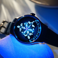 Montre-bracelet automatique mécanique OEM ODM avec mouvement à heures sauteuses, complication, verre saphir bombé lumineux et bracelet en silicone