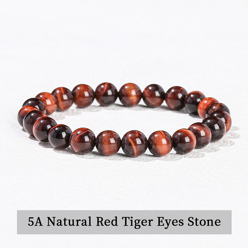 Bracelet en pierre naturelle d'oeil de tigre rouge 5A