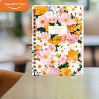 Agenda 2027 esthétique à motifs floraux aquarelle, format A5, couverture rigide, reliure spirale dorée, journal élégant pour femmes, carnet personnalisable avec logo