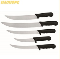 Couteau à steak incurvé industriel moderne de 8 à 12 pouces, manche en plastique, acier inoxydable, couteau de cuisine multifonction ambidextre