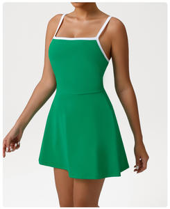 Tennis-Kleidung Hochgeschnittenes Po-Formendes Bauchkontrollierendes Ärmelloses Kleid im Sportlichen Stil für Damen - Product Image 6